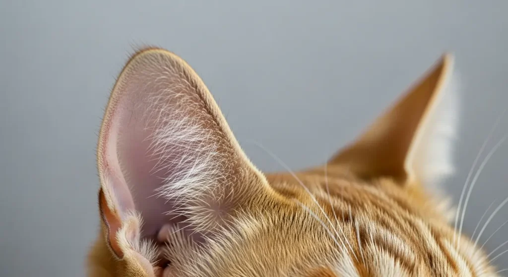 A detailed photo focusing on a cat's ears, showing their alertness and ability to move independently
